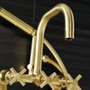 Aqua Vintage AE8457DX Wall Mount Clawfoot Tub Faucet, Brushed Brass AE8457DX